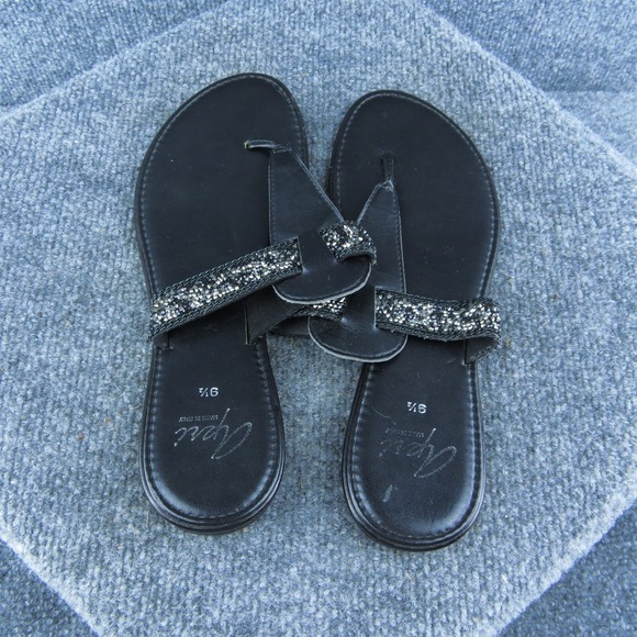 Apri Elie Women‎ Flip Flop Sandal Shoes Black Synthetic Size 9.5 Medium - Picture 6 of 9